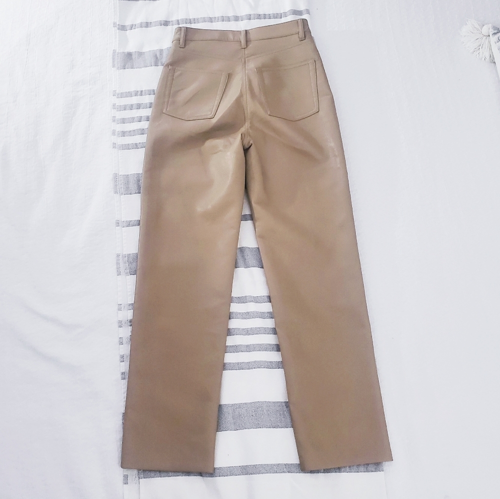ARITZIA Wilfred New "Melina" Straight Fit Tan Vegan Leather Pants